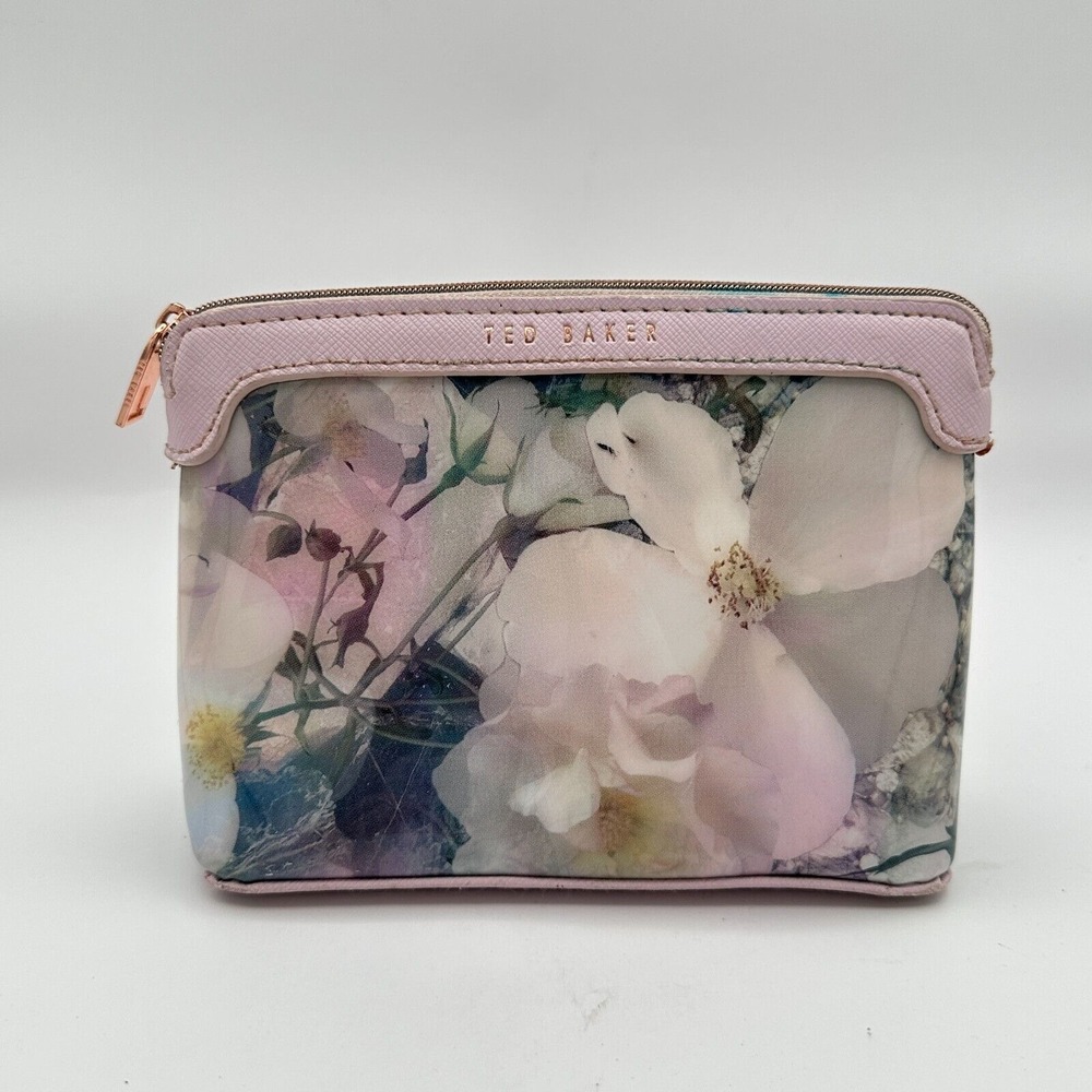 Ted Baker Floral Travel Cosmetic Case Make Up Bag Pink Luxury Preppy Vacation‎